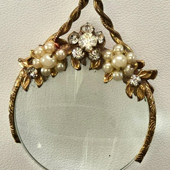 Vintage Gold-Tone Magnifying Glass Pendant Sterling Silver Necklace HS224 - Picture 7 of 11